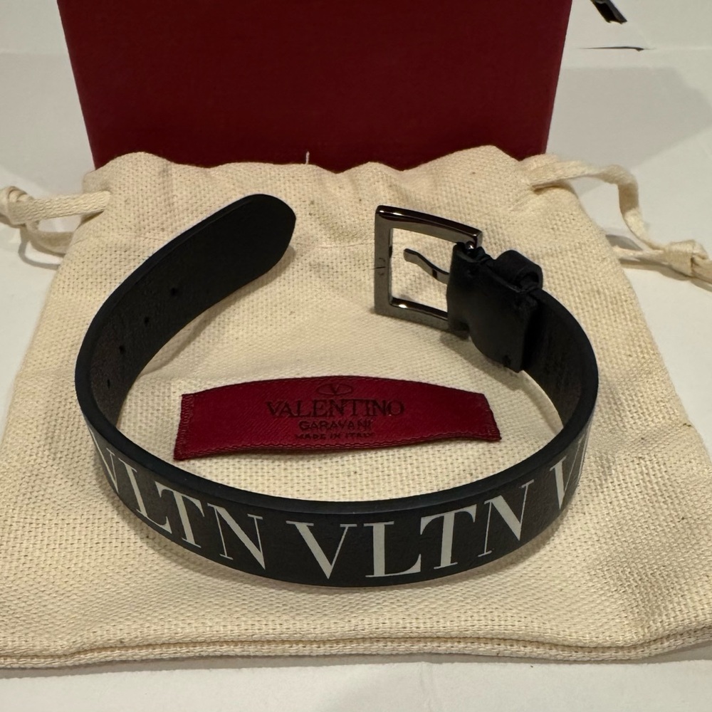 Valentino VLTN Black Leather Bracelet